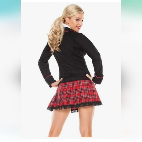 Coquette Seductive Schoolgirl Costume with Black Jacket Women's Sz S/M New - Picture 8 of 15